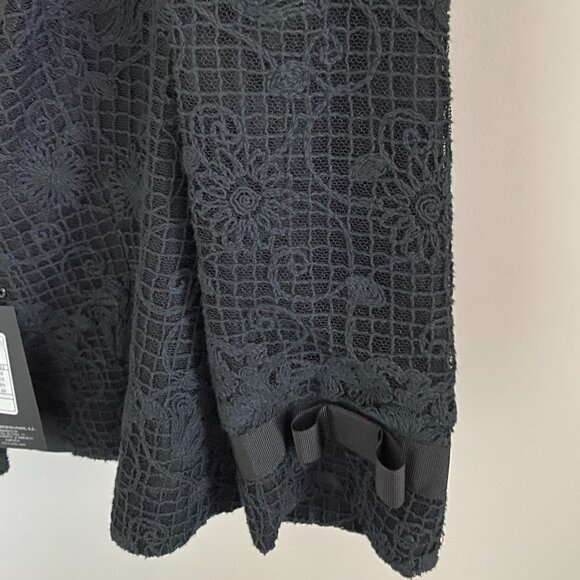 TORIO SPAIN 2-PIECE SUITE BLAZER JACKET SKIRT BLACK LACE LINED SZ 4 - Picture 2 of 10